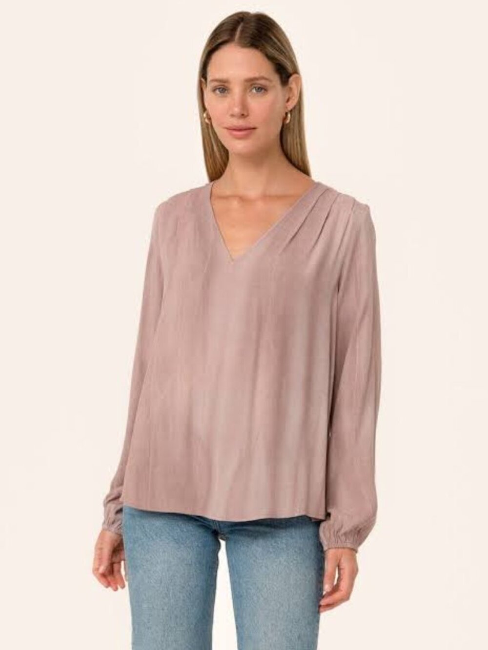 NWT Women's Flowy Long Sleeve Dusty Pink Blouse LOVESTITCH